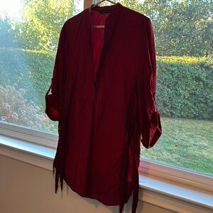 Zara red top with fringes on side size xs